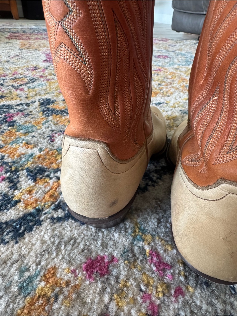 Vintage Larry Mahan El Paso Two-Tone Leather Cowboy Boots 7.5 M Western - Picture 5 of 10